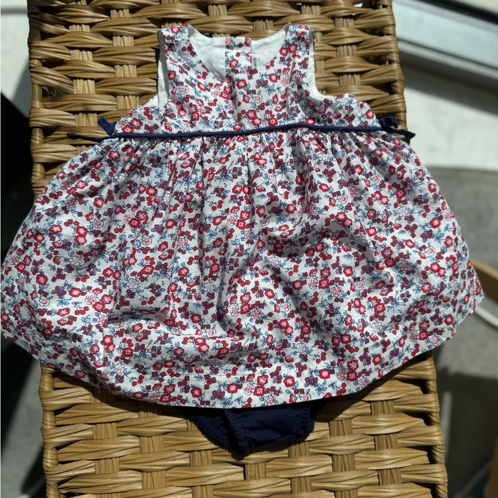 Janie and Jack Floral Print Kids Dress with Bloomers